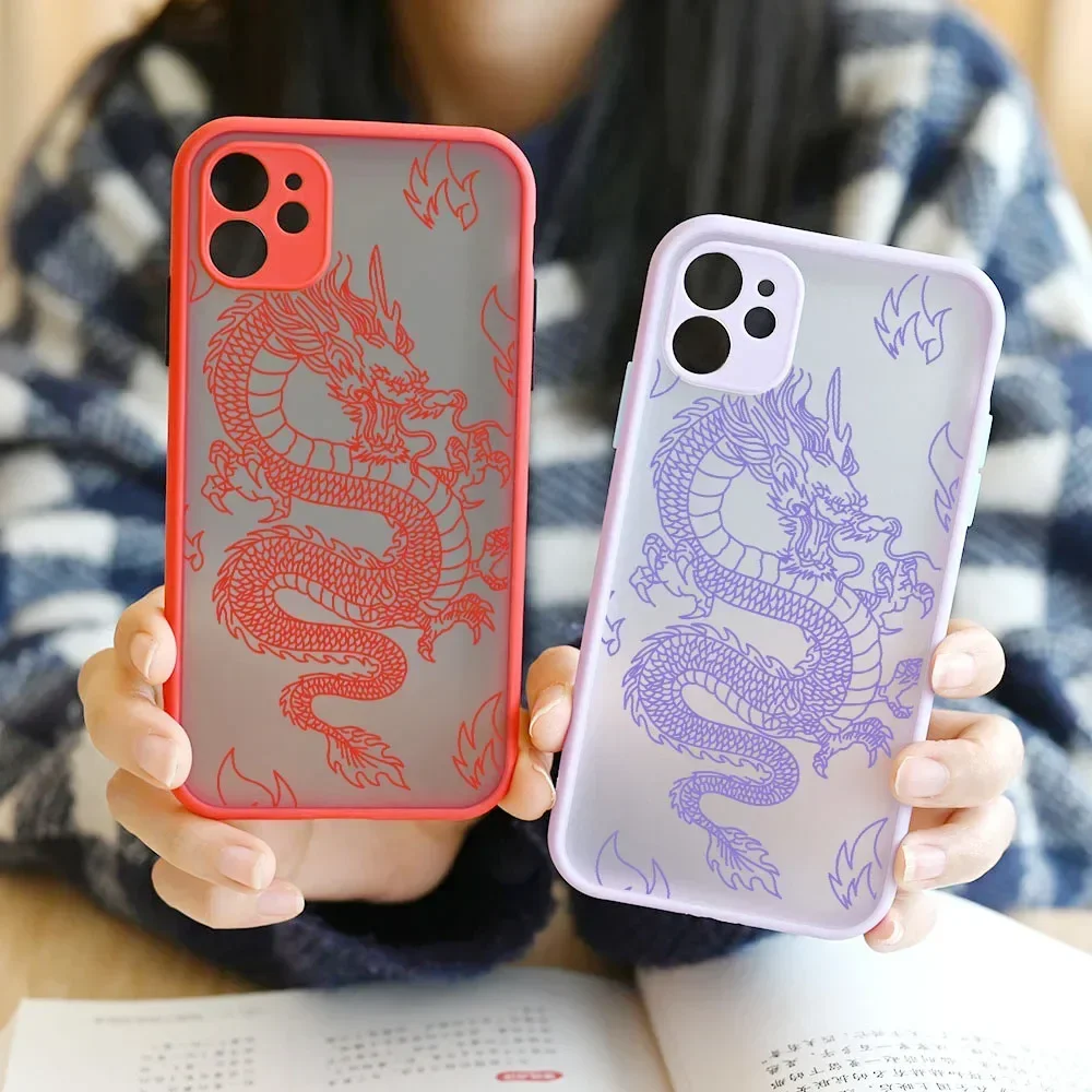 Stylish Purple Dragon Pattern Glossy Soft Silicone Phone Case Cover
