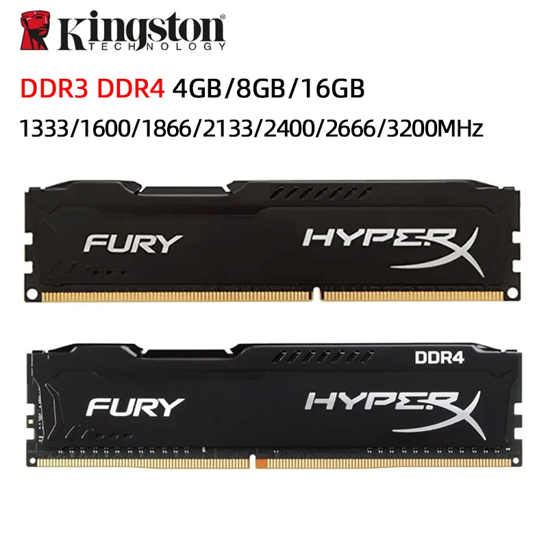 HyperX Fury DDR3 DDR4 4 GB 8 GB 16 GB 1333 MHz 1600 MHz 1866 MHz 2400 MHz 2666 MHz 3200 MHz DIMM PC3-12800 PC4-25600 DDR4 RAM