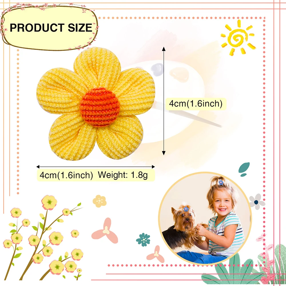 Title 14, 10/20PCS Autumn and Winter Daisy Dog Hair Bows ...