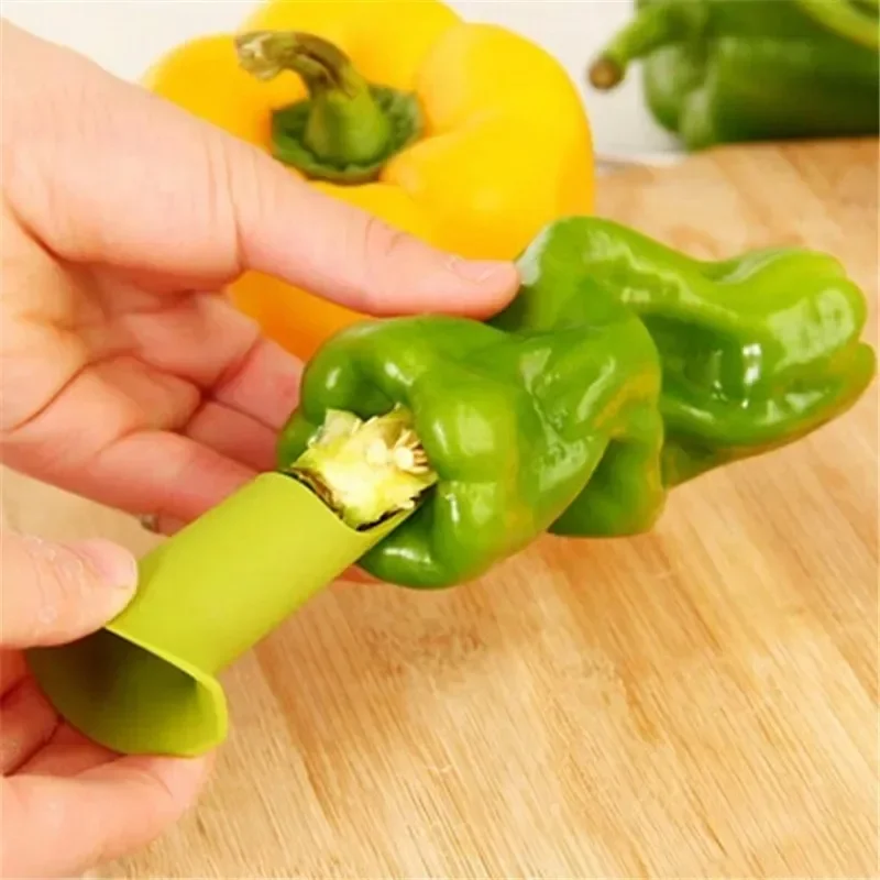 2Pcs/Set Kitchen Pepper Tomato Pepper Pedicel Corers Slicer Pepper Seeded Remover Device Fruit Vegetable Seed Remover Cutter