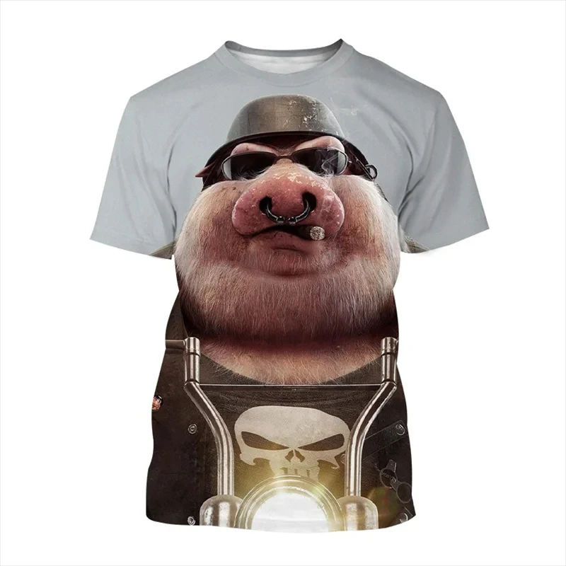 

Camiseta de manga corta con estampado 3D de Animal para hombre, camisa de Material transpirable con cuello redondo, a la moda, 2