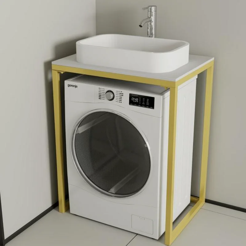 Simple balcony drum washing machine top shelf floor-to-ceiling bathroom small dryer rock slab storage storage table