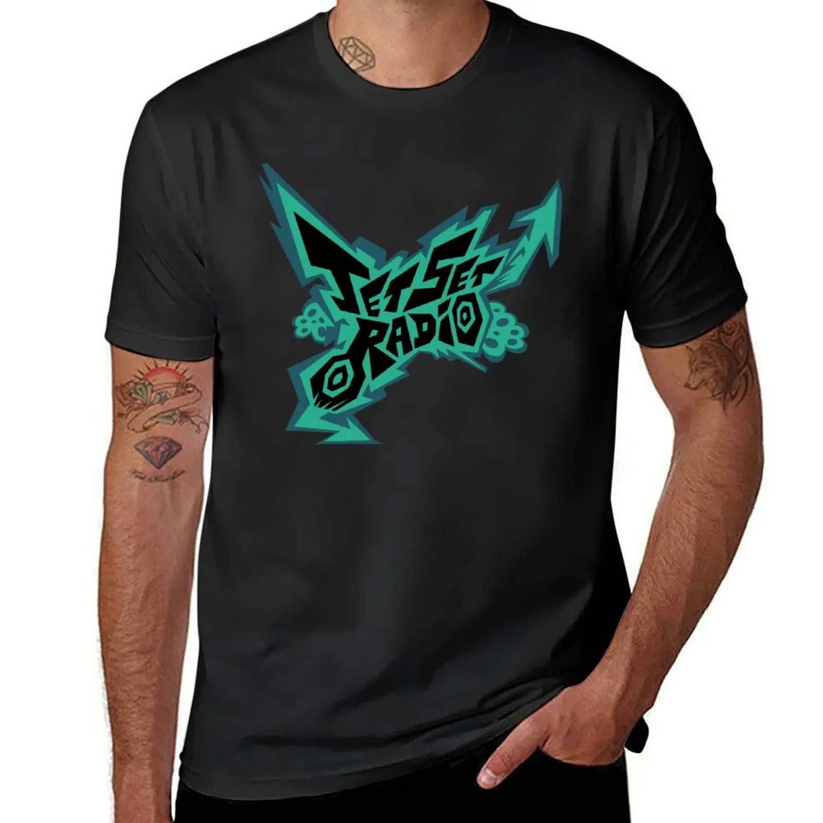 

Jet Set Radio (JSR) Logo Turquoise 2 T-Shirt korean fashion heavyweights aesthetic clothes customizeds T-shirts for men cotton