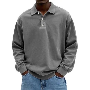 Abbigliamento da uomo Nuova maglietta polo a maniche lunghe da uomo europea americana Pullover T-shirt lavata