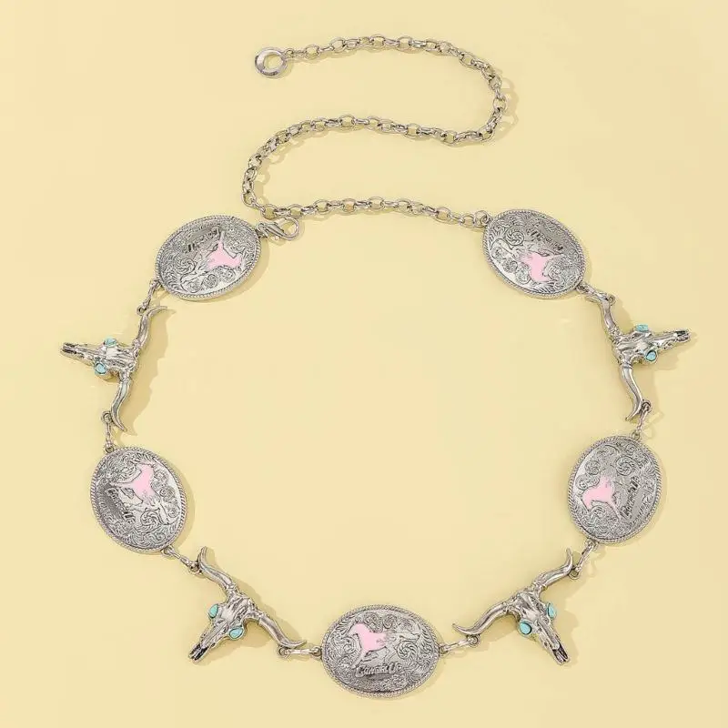 39bd Gothic Taille Belt Chain Party Kostüm stilvoller metallischer Cowboyschmuck für Jeans Körperschmuck für Frauen heiße – Detail 9