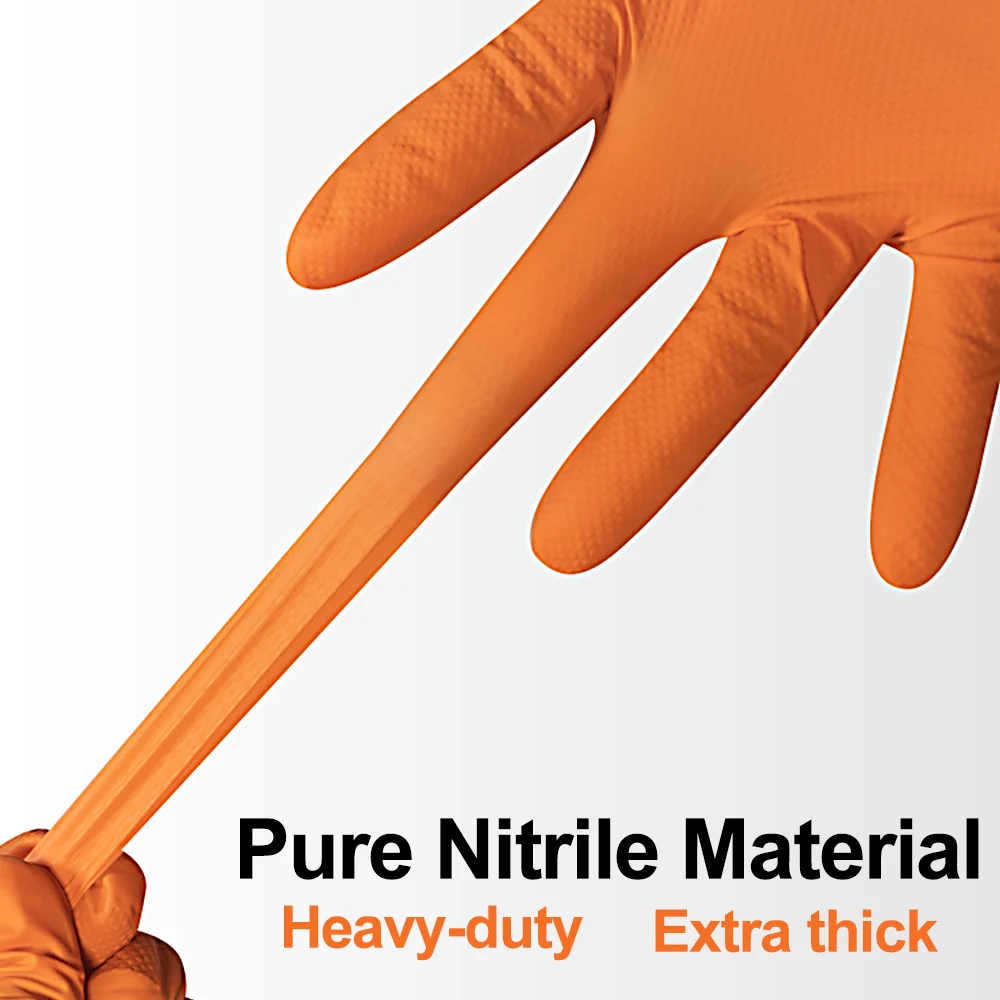 Heavy Duty Nitrile Gloves 8Mil Extra Thick Mechanic Industrial Disposable Glove with Textured Grip Antislip Safety Work Gloves Work Gloves Disposable Gloves Nitrile Gloves Protective Gloves