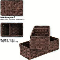 Rectangular rattan storage baskets, shallow wicker decorative baskets sold in bulk, and hand-woven nesting bread baskets. 1