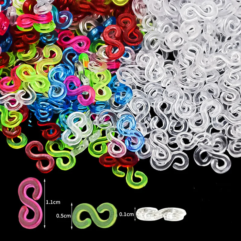 10bags/200PCS Transparent Loom Rubber Bands Kits S Clips For DIY Loom Bands  Bracelet Charms Accessaries - AliExpress