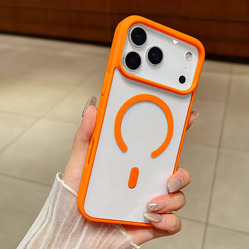 Magsafe-Compatible Clear Shockproof Phone Case with Magnetic Wireless Charging Capability