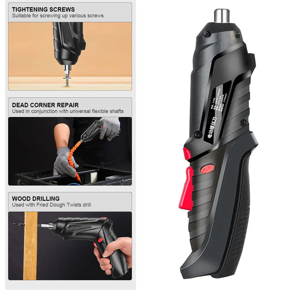 Rechargeable Electric Screwdriver Set with LED Lighting
