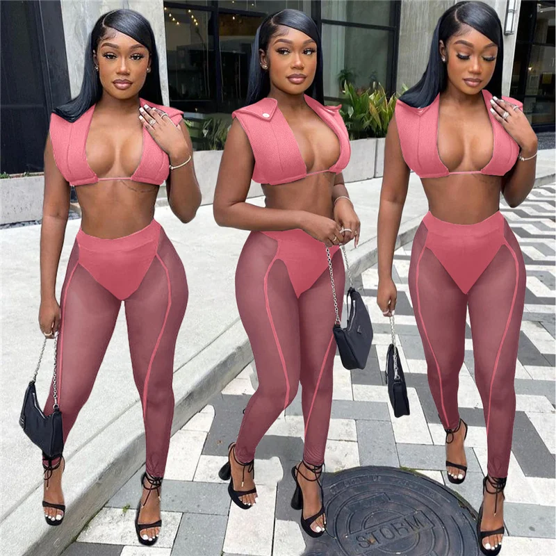 5set Wholesale Bodysuit and Mesh Leggings Two Piece Set Women Summer  Outfits Prom Rave Club Outfits Fashion Y2k Jumper Suit 7163 - AliExpress