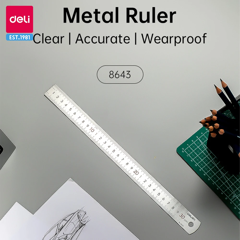 

Deli 30cm Stainless Steel Straight Ruler Mapping Tool Silver Metal Ruler Drawing Measuring Tool For Office School Supplies