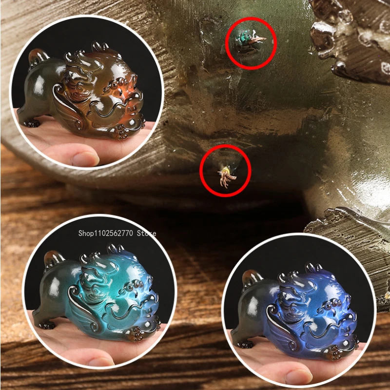 Tea Pet Ornaments High Temperature Luminescent Color-changing Resin Tea Pet Home Interior/office /teahouse Desktop Decoration Tea Set Accessories