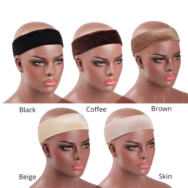 57Cm Flexible Velvet Wig Grip Band With Magic Strap Comfortable Head Band Hold Hair Accessories Hair Scarf For Wearing Under Wig
