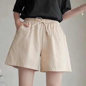 얇은 캐주얼 퓨어 컬러 루즈 피팅 반바지 기질 여성 반바지, 여행용 단색