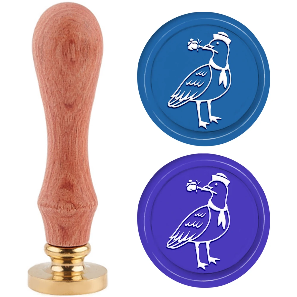

1Set Wax Seal Stamp Kit 30mm Bird Pattern Brass Removable Head Sealing Stamp with Wooden Handle for Wedding