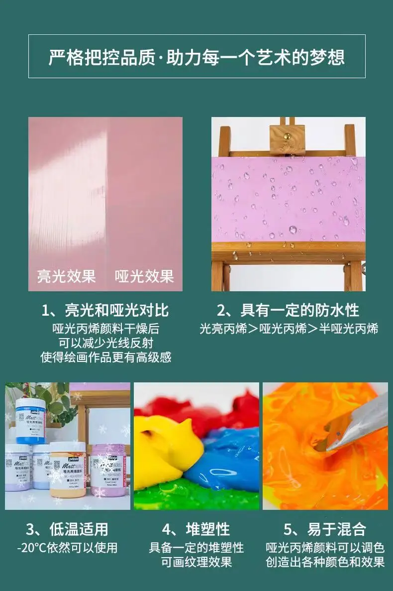 PEBEO Mattfarbene Acrylfarbe, 300 ml, in Flaschen abgefüllt, feine, hochviskose, nicht reflektierende Farbe, für Studenten, Künstler, Kunstbedarf, Titan, Weiß – Detail 4