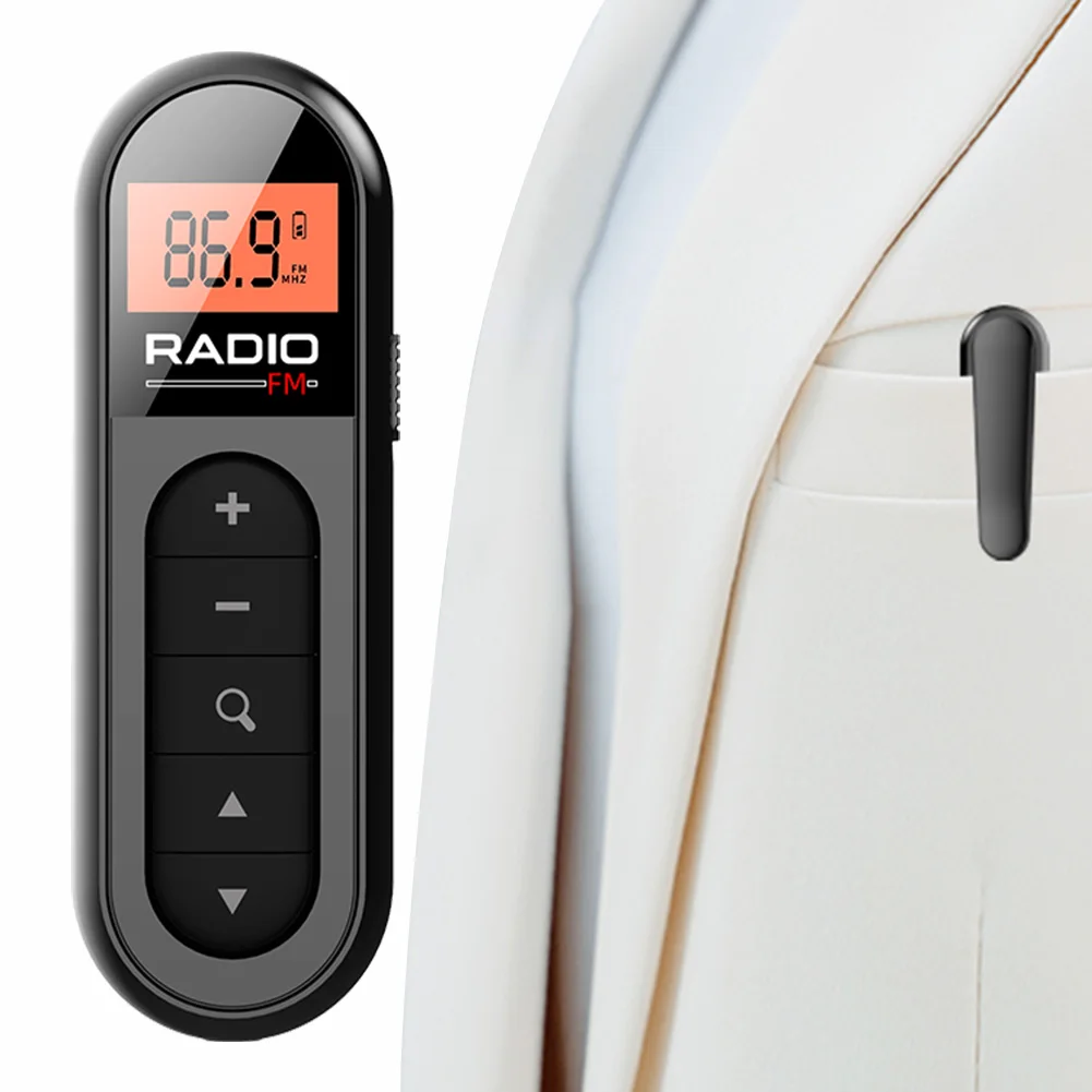 미니 포켓 FM 라디오 충전식 휴대용 라디오 리시버, 3.5mm 헤드폰 잭 클립, 회의 투어 가이드 레이싱용 소형 라디오
