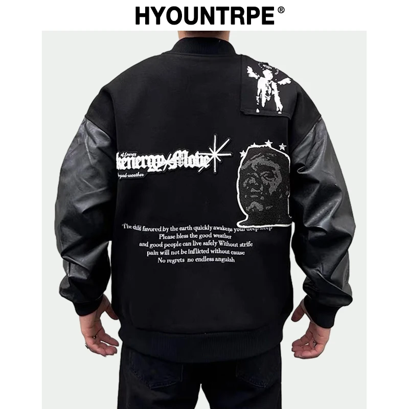 

Куртка мужская бейсбольная в стиле пэчворк, уличная одежда в стиле хип-хоп, уличная одежда в стиле Харадзюку, мотоциклетная куртка оверсайз, верхняя одежда