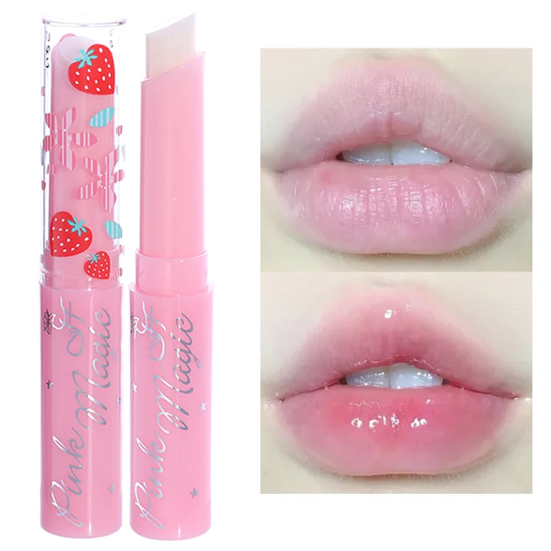 

Natural Strawberry Aloe Vera Lip Balm Moisturizing Waterproof Temperature Color Change Lipsticks Anti Cracking Lips Care Makeup