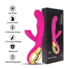 Triple Motors Magnetic USB Charging  Female G Spot Clitoral Masturbation  AV Massager 10 Frequency  Thrusting Dildo Rabbit Vibra 1