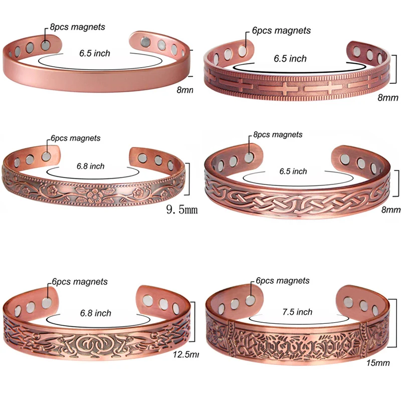 Women Magnetic Copper Bracelet Healing Energy Rose Gold Adjustable Cuff Bracelets Bangles Jewelry Wholesale / Drop Shipping