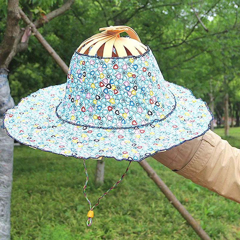 Spring And Summer Sun Shading Bamboo Fashion Foldable Multifunctional Beach Tourism Fan Hat Caps Japanese Decor_voghion.com