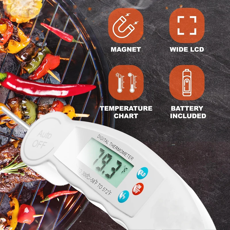 Foldable Thermometer Drink Measuring Tool Kitchen Oil Coffee Thermometer Barbecue Milk Water BBQ Digital Meat