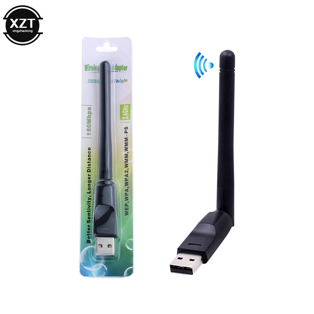 150Mbps MT7601 USB صغير واي فاي محول 2.4 جيجا هرتز بطاقة الشبكة اللاسلكية 802.11 b /g/n استقبال واي فاي LAN دونغل لصندوق فك التشفير RTL8188