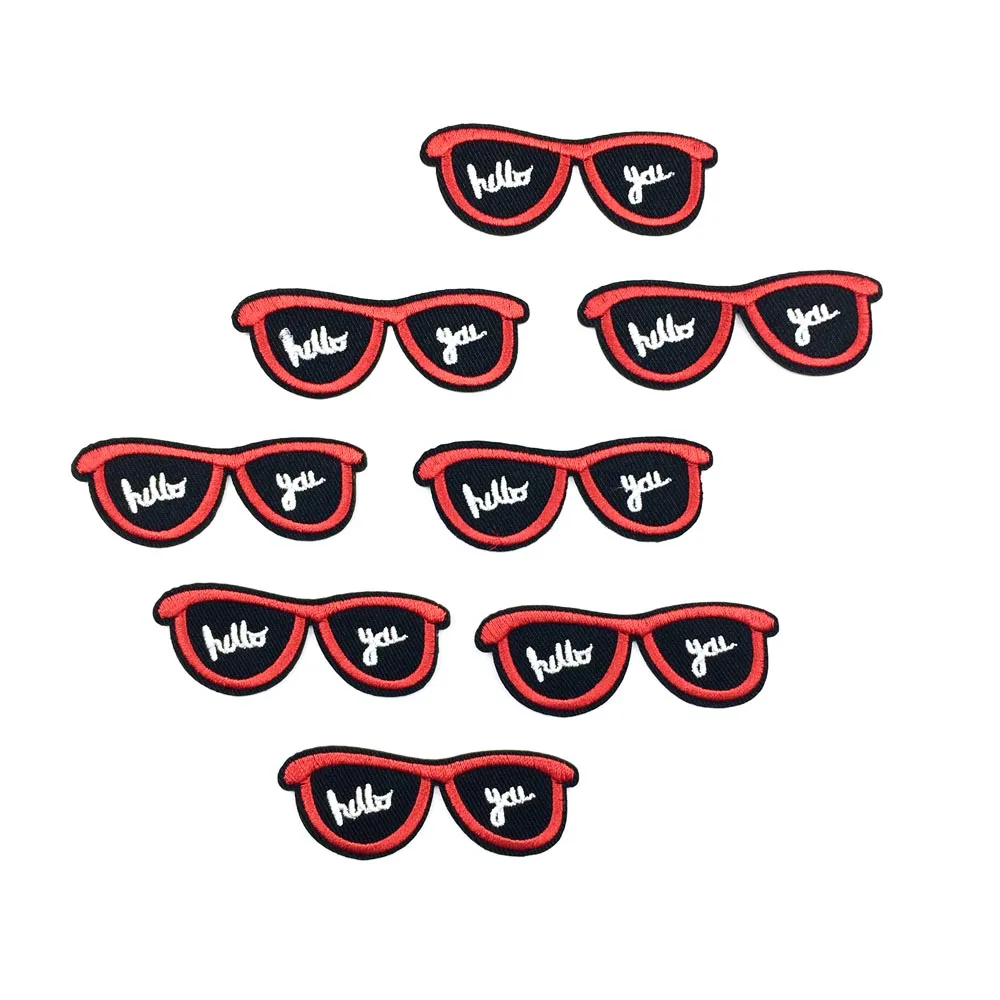 10pcs Glasses Embroidery Iron On Patches For Clothes Iron On Applique For Garment Badge Diy