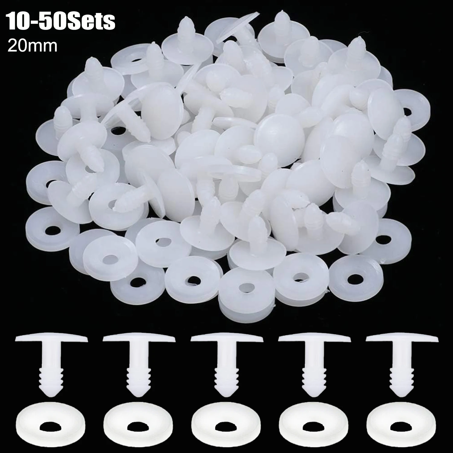 10-50Sets 20mm DIY Doll Joints Doll Skeleton Joint Plastic Safety Joints Body for Crochet Stuffed Animal Making Doll Joints