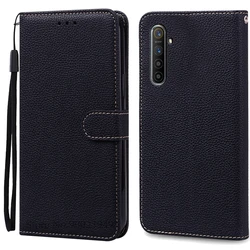 Realme XT Leather Flip Wallet Phone Case with Soft TPU Silicone Cover for Realme XT (Black)