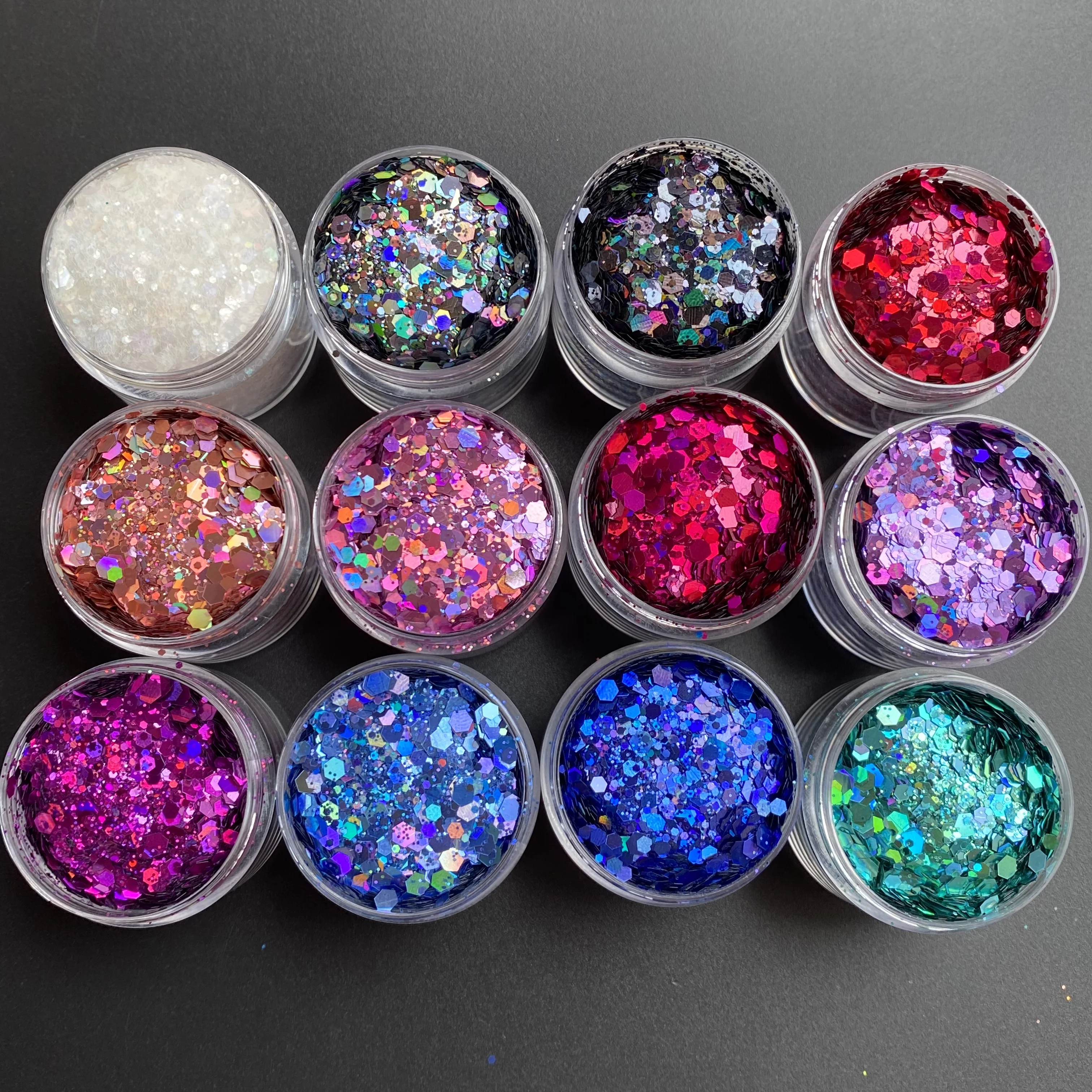 

15g/Jar Holographic Mixed Sequins Chunky Nail Glitter Bulk Laser Red Silver Flakes Manicure Decoration