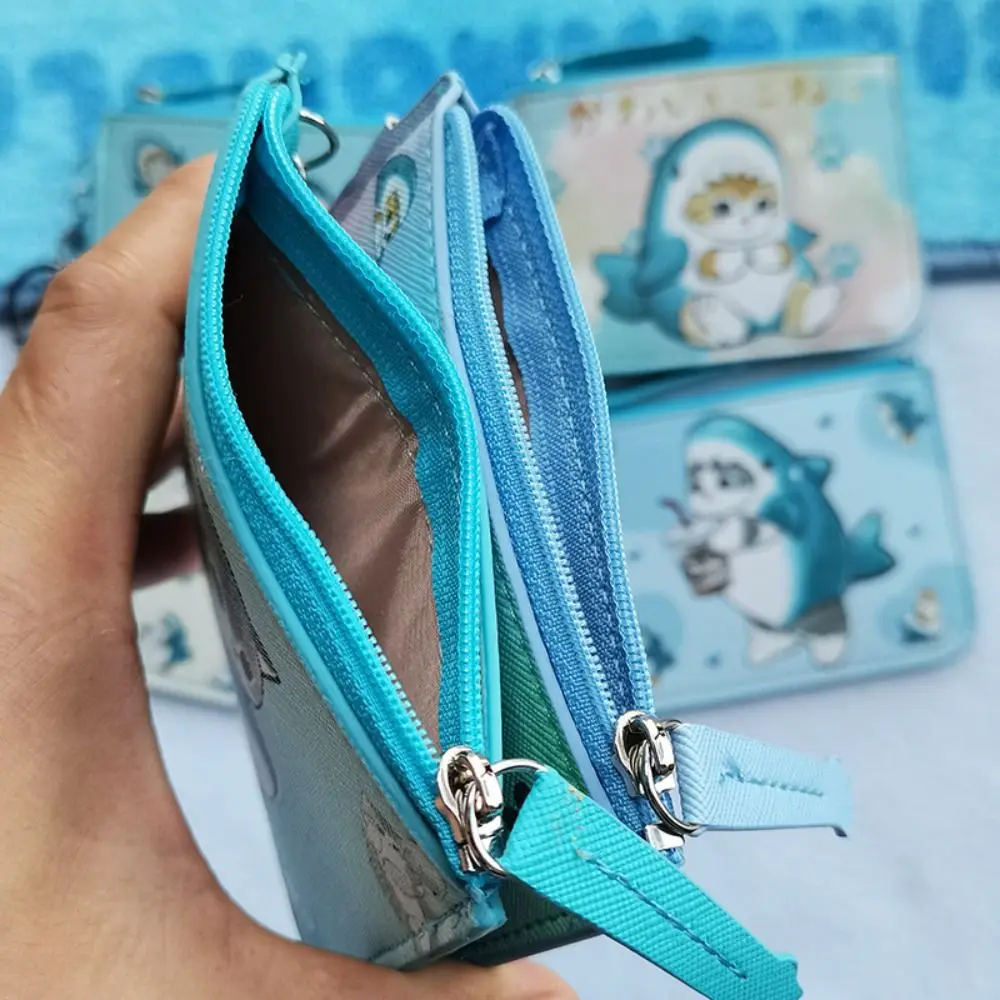 Card Holder Coin Purse Cartoon Anime Shark Cat Cross-Dressing Work ID Badge with Key Ring Zipper Wallet for wallet card holder,card holder,coin purse,card wallet