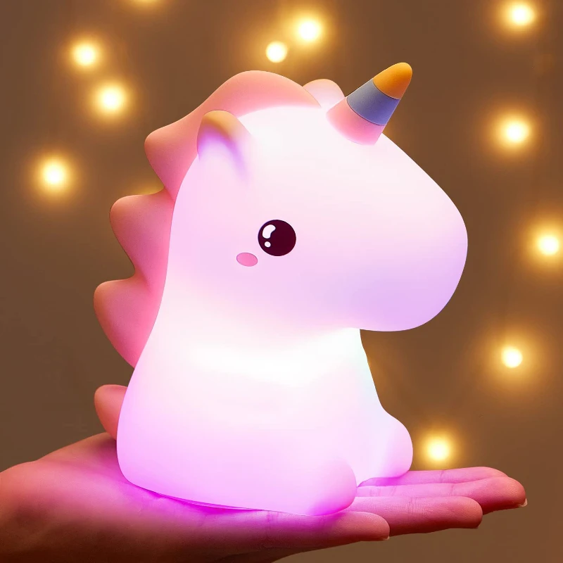 

Cute Unicorn Silicone LED Light for Children's Gift Bedroom Sleep Accompanying Pat Remote Control Light USB Charging Night Light