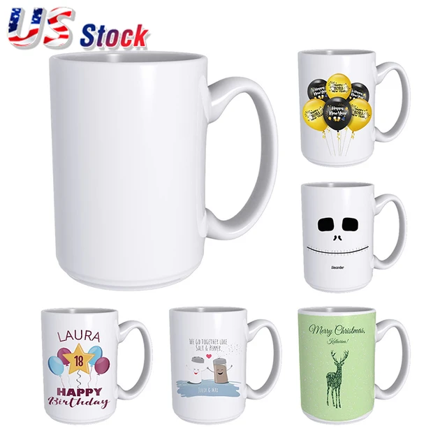 15OZ Sublimation Blanks White Ceramic Mug Coffee Cup Mug with