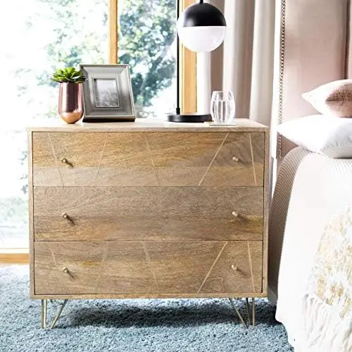 

Marigold Modern Natural and Brass 3-drawer Chest