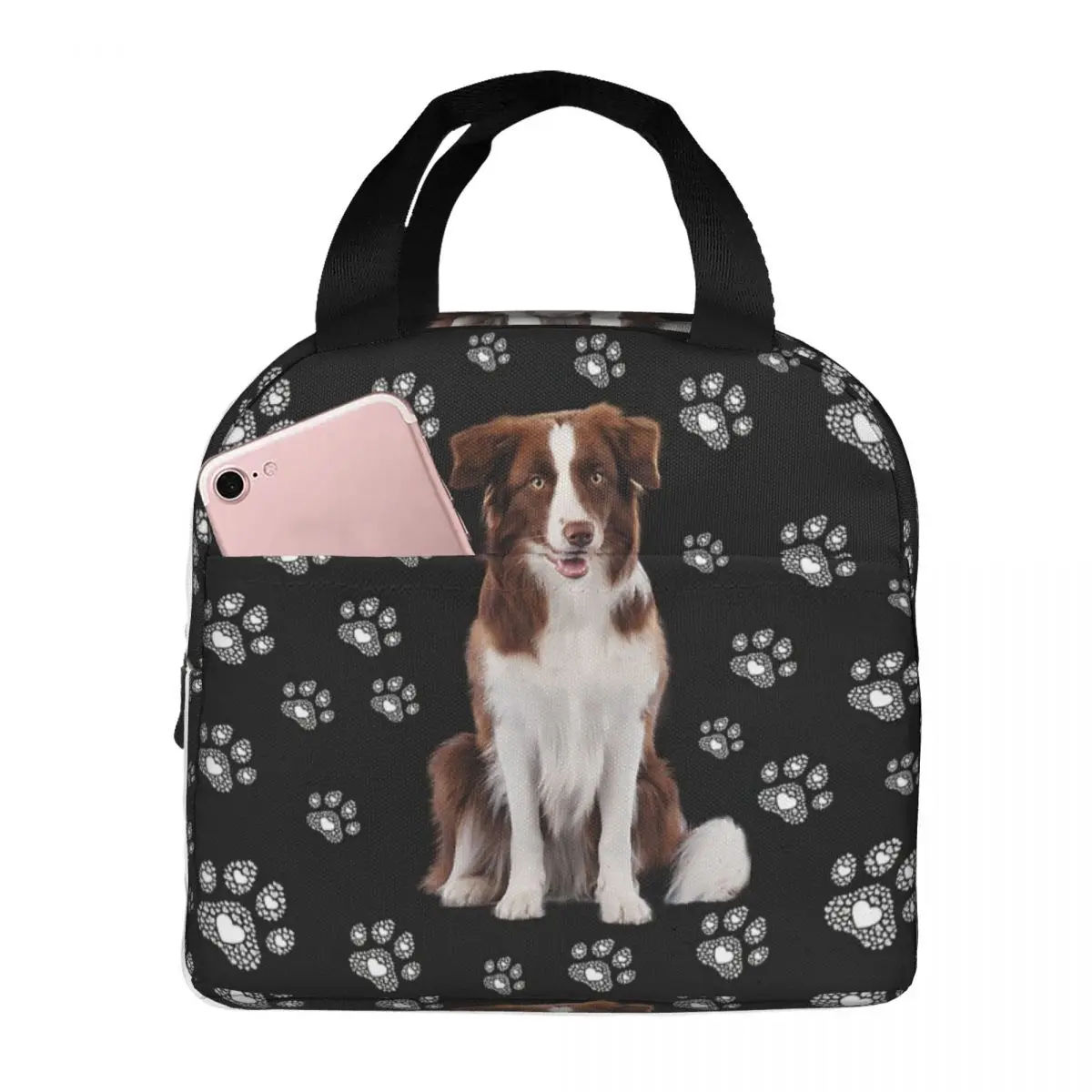 

Border Collie Lunch Bags Insulated Bento Box Portable Lunch Tote Leakproof Picnic Bags Cooler Thermal Bag for Woman Children