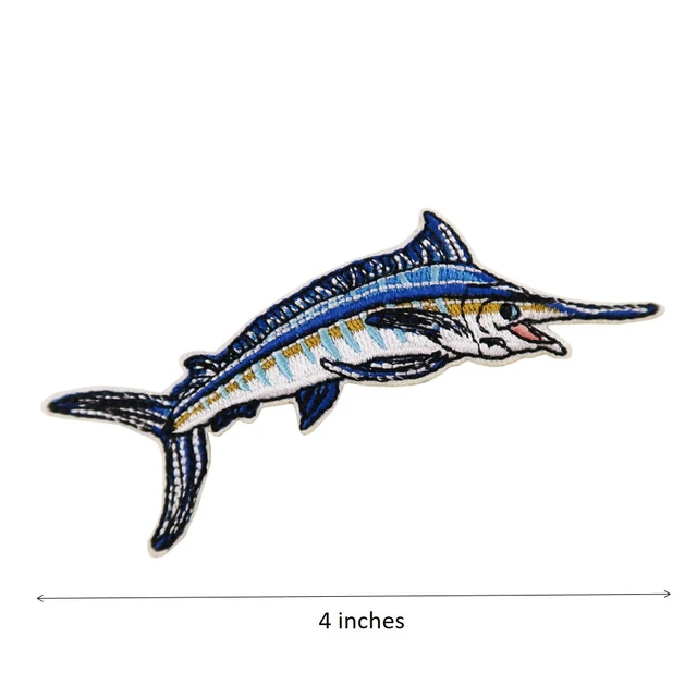 Blue Marlin Fish Swordfish Embroidered Iron on Patches Wholesale -  AliExpress