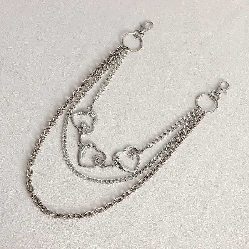 Punk Multilayer Chain Trouser Hipster Pant Jean Keychain Women Fashion Heart Bear Waist Belt Wallet Chain Jewelry Accessories