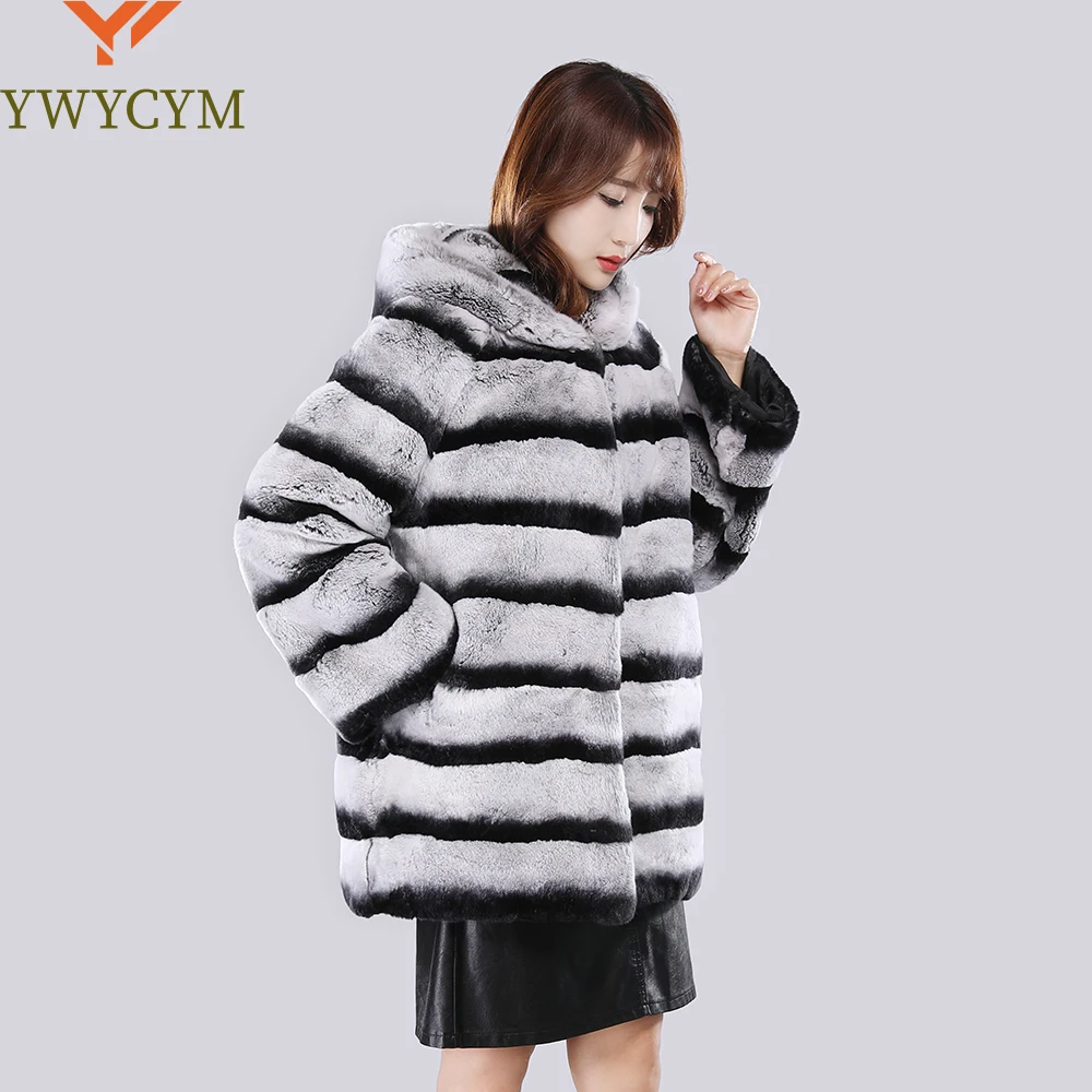 

New Women Winter Warm Russian Lady 100% Natural Rex Rabbit Fur Hooded Coats Real Rex Rabbit Fur Jackets Hot Genuine Fur Overcoat
