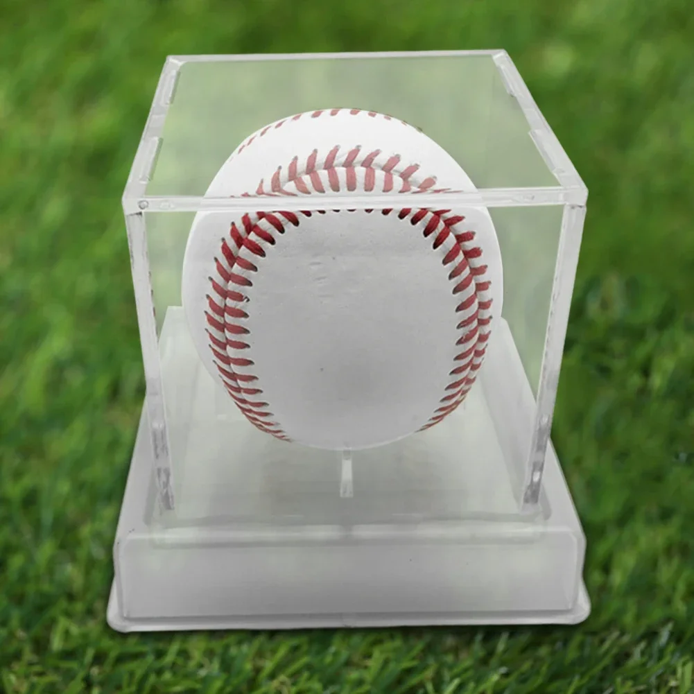 Acrylic Golf Tennis Ball Transparent Case with Bracket Cube Ball Holder Baseball Memorabilia Showcase for Golf Tennis Billiard