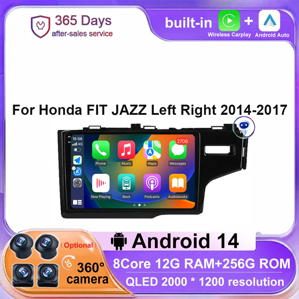 

For Honda FIT JAZZ Left Right 2014-2017 RHD Android 14 Car Radio Multimedia Video Stereo Player GPS Navigation 4G WIFI BT DSP