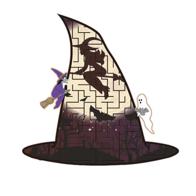 

Halloween Puzzle Toy Witch Hat Irregular Flame Ghost Jigsaw 4mm Thickness Double Clear Sandwich Board Alien Horror Flame Toy