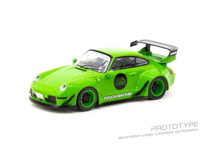 Tarmac Works 러프 리듬 연료 페스트 학생 드라이버, 그린 다이캐스트 모델 자동차, RWB 993, 1:64