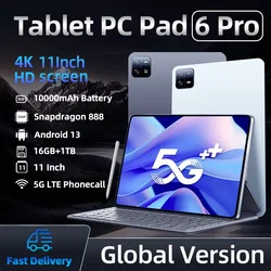 Versión Global 2024 Original, tabletas HD 4K Pad 6 Pro, Snapdragon 888, Mi PC, 11 pulgadas, Android 13, 16GB + 1TB, 5G, Tarjeta SIM Dual, WIFI Tab