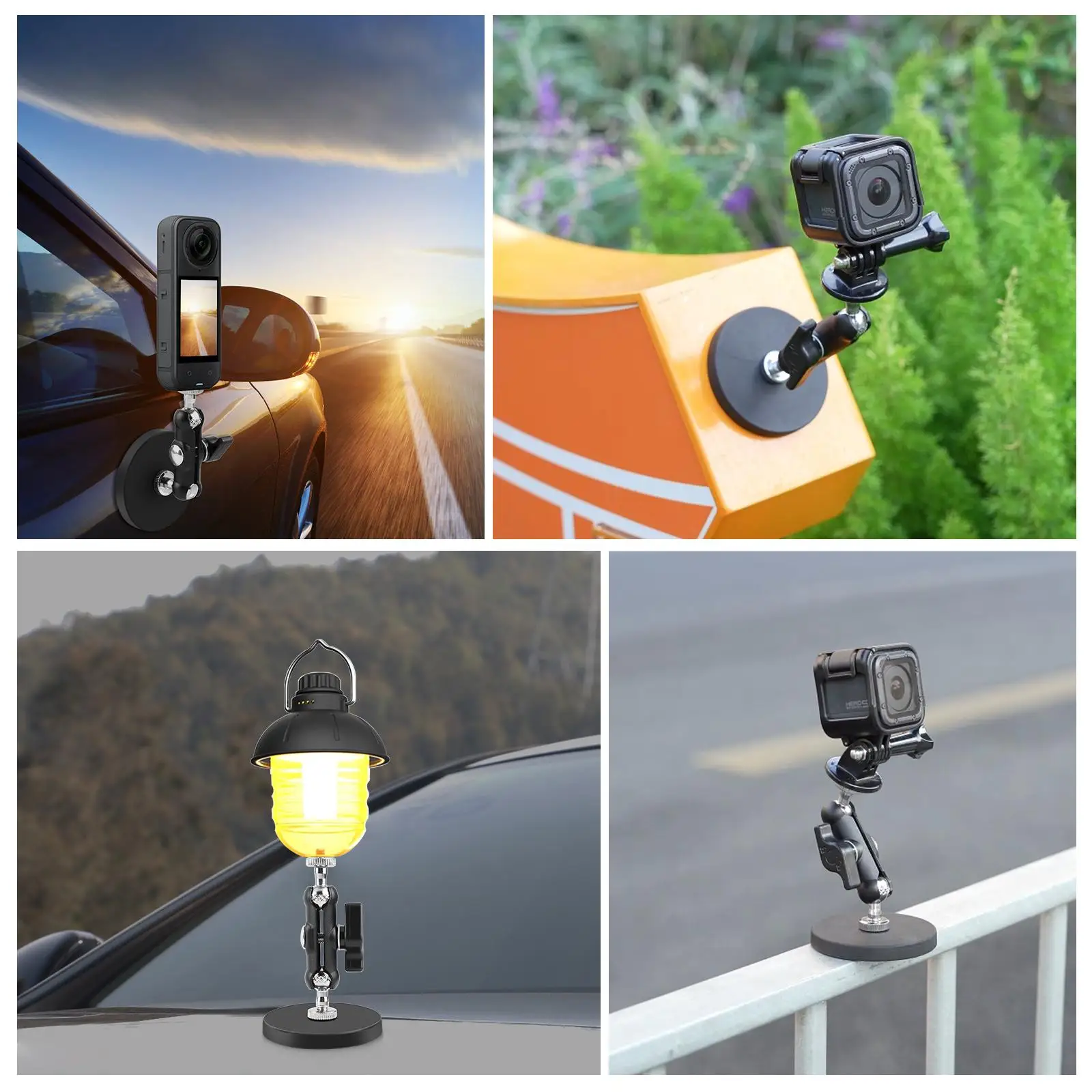 PULUZ Magnetic Pea-Style Clip Mount Holder with Mount Adapter & Long Screw for GoPro / Insta360 / DJI Action Camera