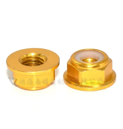 thumbnail image 1 of 2 piezas-10 piezas M2 M2.5 M3 M4 M5 M6 M8 Tuerca de seguridad de nailon con brida de aluminio anodizado de colores, 1 of 5