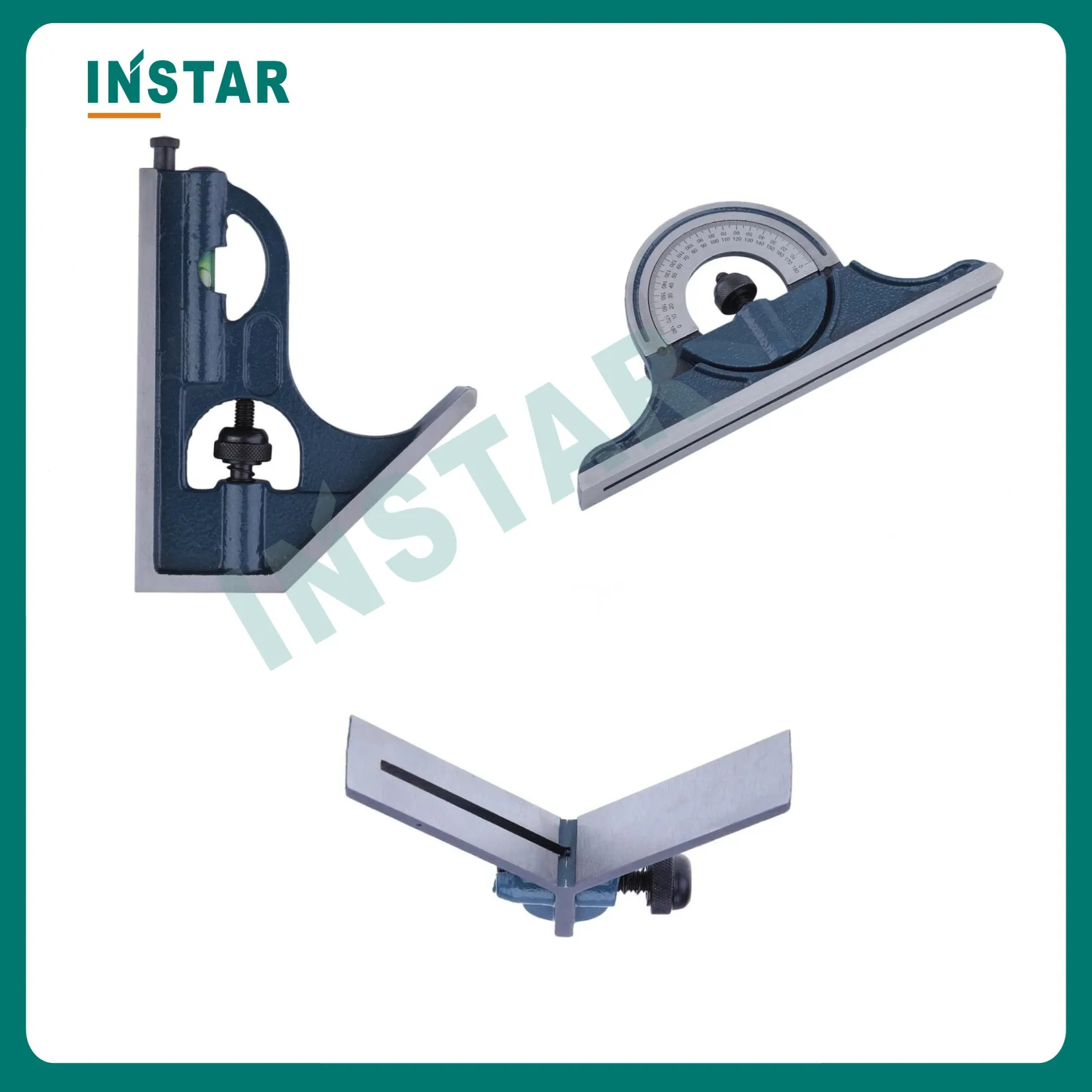 INSTAR Combination Square 180° Industrial Quality Bevel Protractor DIN Grade Level Gauge 4