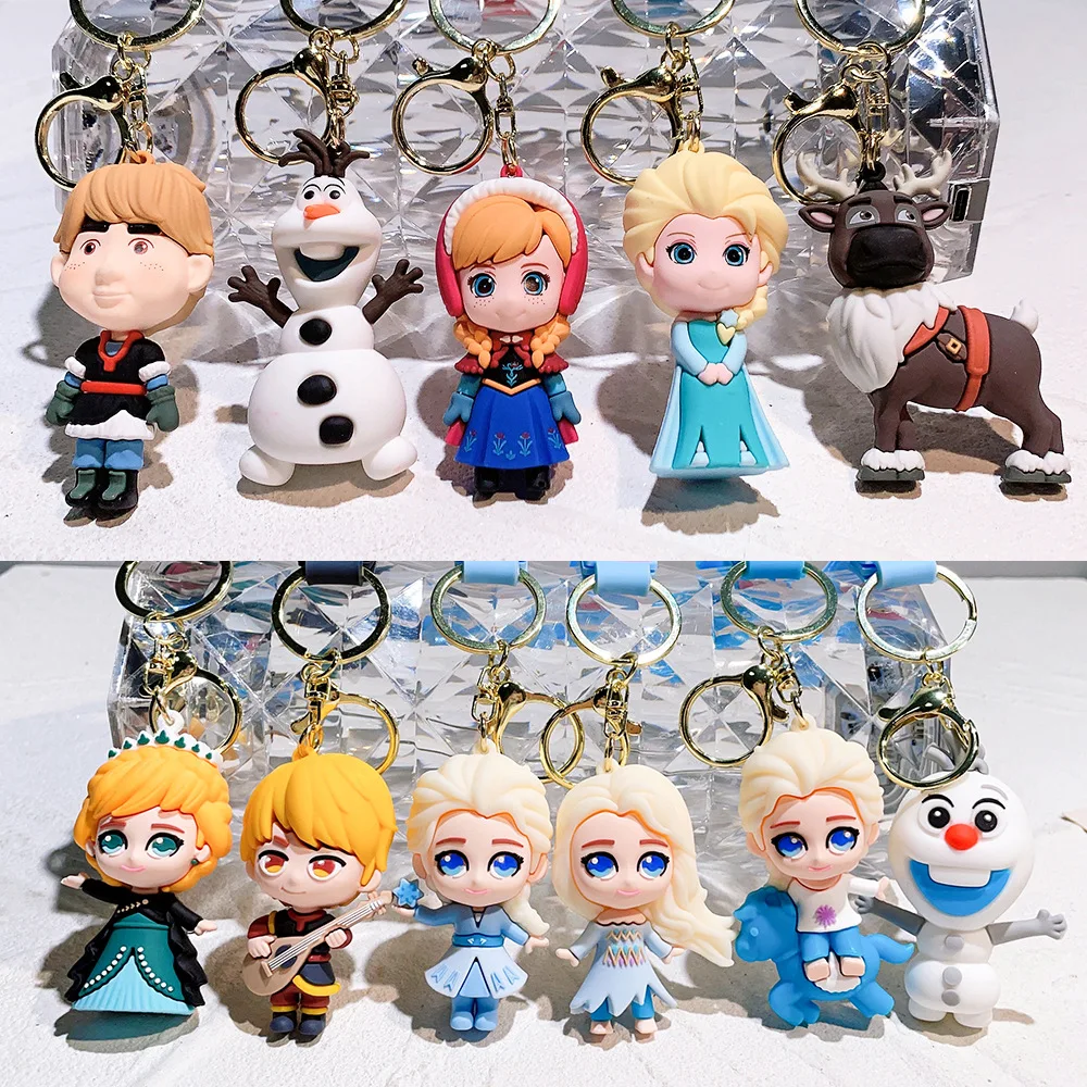 Frozen Princess Lisa Key Pendant Cartoon Silicone Car Keychain Cute Creative Gift anime keychain keychain pendant